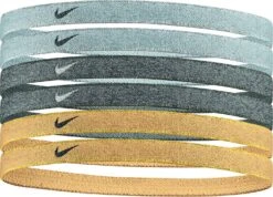 Nike Metallic Swoosh Sport Mini Headbands (6 Pieces) Orange Grey