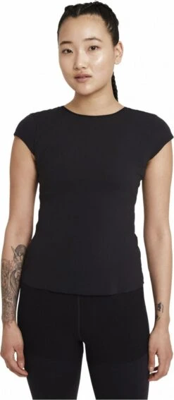 Nike Yoga Luxe Short Sleeve Jersey Black Women