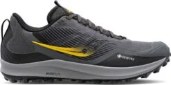 Saucony Peregrine 12 GTX Trail Running Shoes Gray Yellow For Men